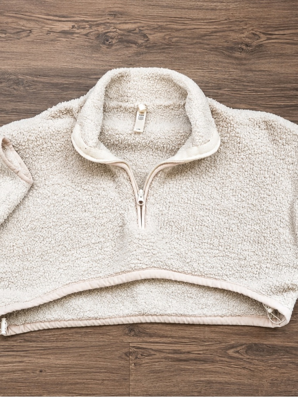 SKIMS Cream Sherpa Quarter-Zip Cropped Pullover